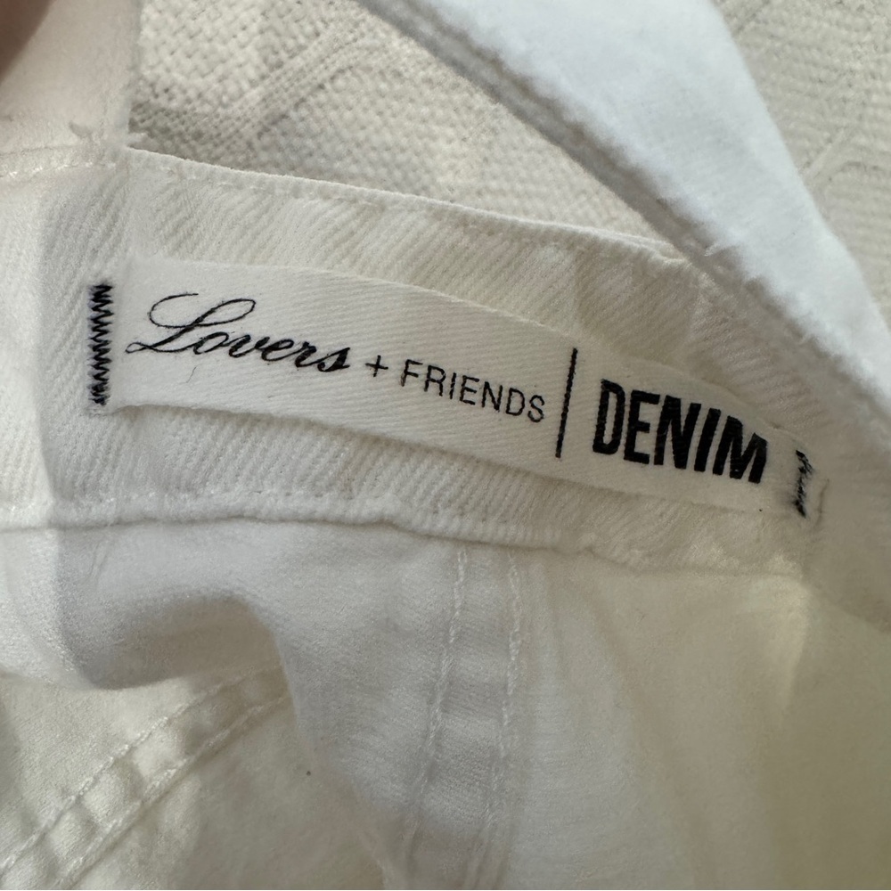 Lovers + Friends White Denim Short Overalls | Size Small | Distressed - Picture 4 of 10